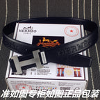 HM Constance Belt 38mm Black Calfskin Sliver Buckle 619960