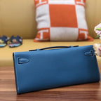 HM Kelly Cut 31cm Blue Swift Leather Shw