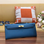 HM Kelly Cut 31cm Blue Swift Leather Ghw
