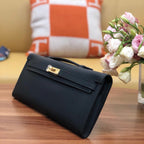 HM Kelly Cut 31cm Black Swift Leather Ghw