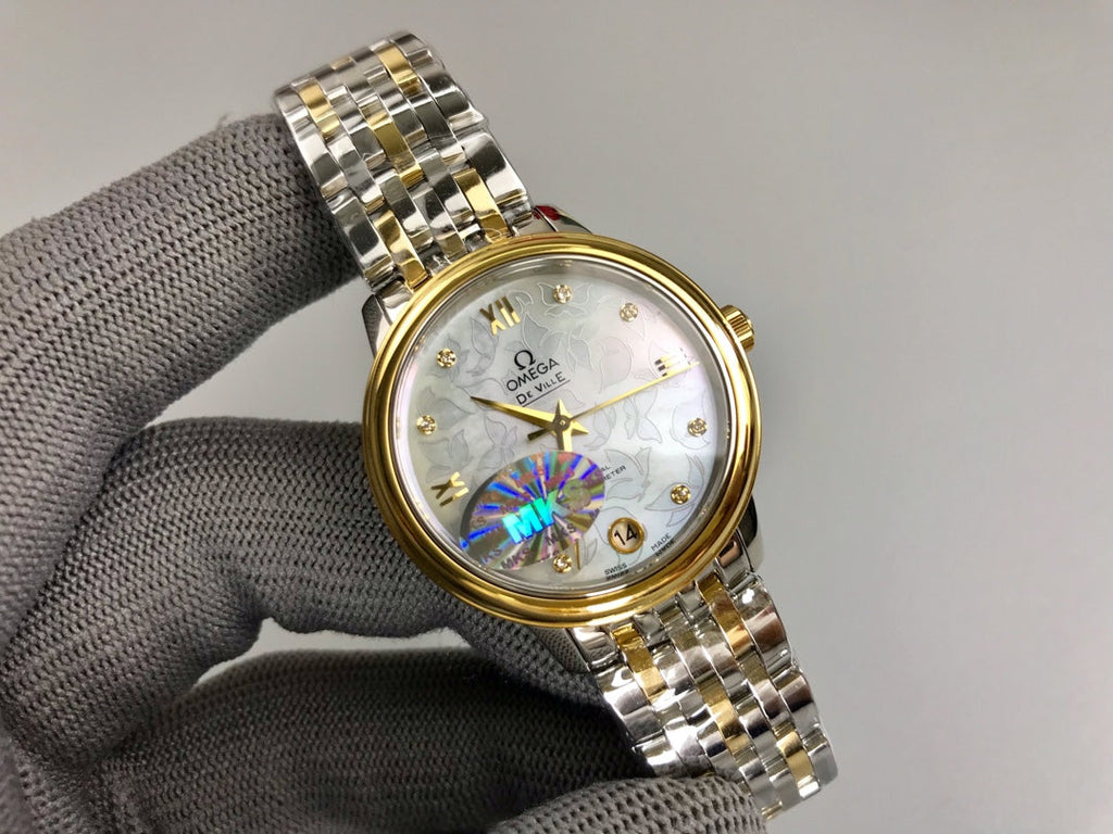 Omega De Ville 32.7mm Silver Gold White Dial