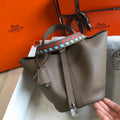 HM PICOTIN LOCK 22 TAUPE EPSOM WITH BRAID STRAP