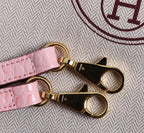 HM KELLY MINI 19 LIGHT PINK CROCODILE EMBOSSED CALFSKIN GOLD HARDWARE