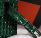 HM KELLY MINI 19 CASTLETON GREEN CROCODILE EMBOSSED CALFSKIN GOLD HARDWARE