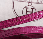 HM KELLY MINI 19 BARBIE PINK CROCODILE EMBOSSED CALFSKIN GOLD HARDWARE