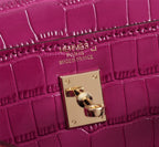 HM KELLY MINI 19 BARBIE PINK CROCODILE EMBOSSED CALFSKIN GOLD HARDWARE