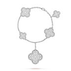 CLOVER 6 MOTIFS SILVER DIAMOND BRACELET