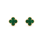 CLOVER MEDIUM MALACHITE PINK GODL EARRINGS