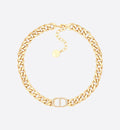 CD GOLD-FINISH METAL SILVER CRYSTALS NECKLACE