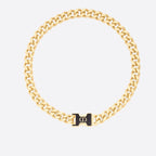 CD GOLD-FINISH METAL AND BLACK LACQUER NECKLACE