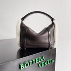 BV Wallace Mini Bag Brown White Lamb Fur Leather