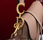 CD Saddle Bag with Strap Blush Pink Grained Calfskin