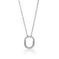 LOCK NECKLACE MEDIUM PENDANT SILVER PAVED DIAMONDS
