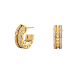 ZERO 1 ROCK GOLD EARRINGS WITH STUDDED SPIRAL AND PAVED DIAMONDS