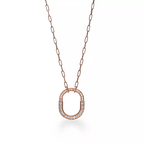 LOCK NECKLACE MEDIUM PENDANT PINK GOLD PAVED DIAMONDS