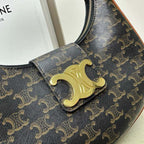 Celine Ava Bag 23cm Triomphe Canvas Black Dark Brown Calfskin