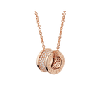 ZERO 1 PINK GOLD PENDANT NECKLACE WITH PAVED DIAMONDS