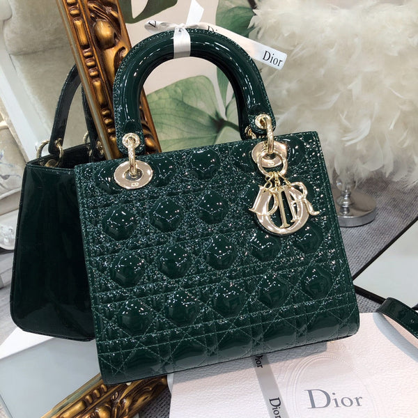 medium lady 24 blue green patent calfskin