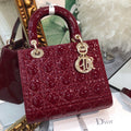 medium lady 24 wine patent calfskin