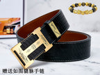 HM Constance Belt 38mm Black Brown Cowhide Gold Buckle 619893