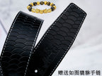 HM Constance Belt 38mm Black Brown Cowhide Sliver Buckle 619894
