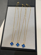 VCA Clover    Agate Blue 1 Diamond Necklace Gold