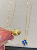 VCA Clover    Agate Blue 1 Diamond Necklace Gold