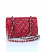MINI RECTANGLE FLAP BAG 20CM RED PATENT CALFSKIN SILVER HARDWARE