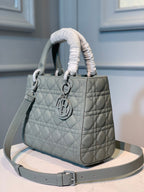 medium lady 24 matte grey calfskin matte grey hardware