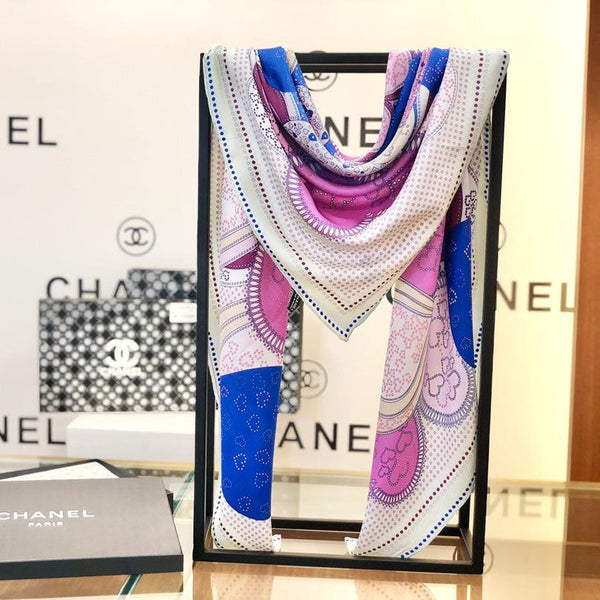 CC Square Scarf 140 CM In Colorful Silk Twill 288636