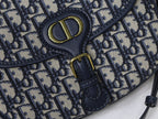 MEDIUM CD BOBBY 22CM BLUE OBLIQUE EMBROIDEDERED CANVAS GOLD HARDWARE