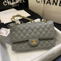 flap bag medium 25 dark grey caviar ghw