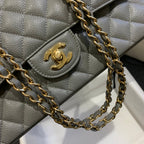 flap bag medium 25 dark grey caviar ghw