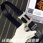 HM   Belt 38mm Black Cowhide Sliver Buckle 620272