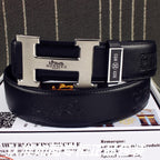 HM   Belt 38mm Black Cowhide Sliver Buckle 620272