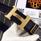 HM   Belt 38mm Black Cowhide Gold Buckle 620273