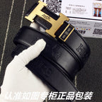 HM   Belt 38mm Black Cowhide Gold Buckle 620273