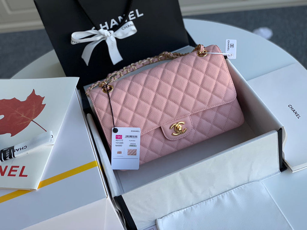 flap bag medium 25 pink caviar ghw