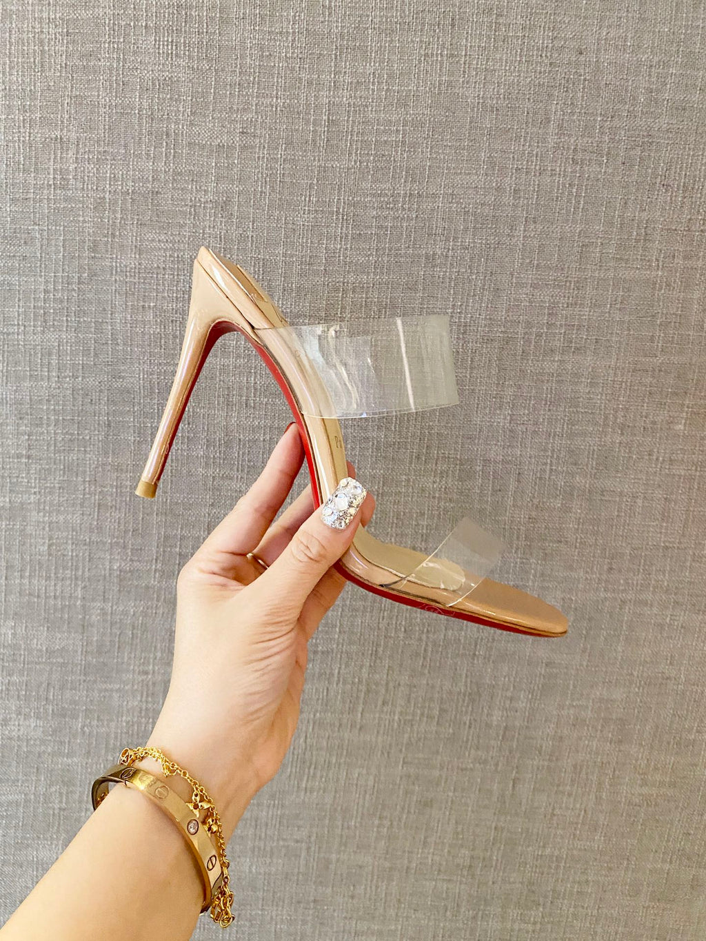 Christian Louboutin Just Nothing Sandals Beige Transparent Sheepskin