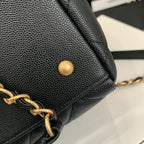 cc shopping bag 30cm black quilted caviar leather ghw