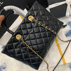 cc shopping bag 30cm black quilted aged calfskin ghw