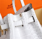 HM BIRKIN BAG 30 WHITE CROCODILE EMBOSSED CALFSKIN