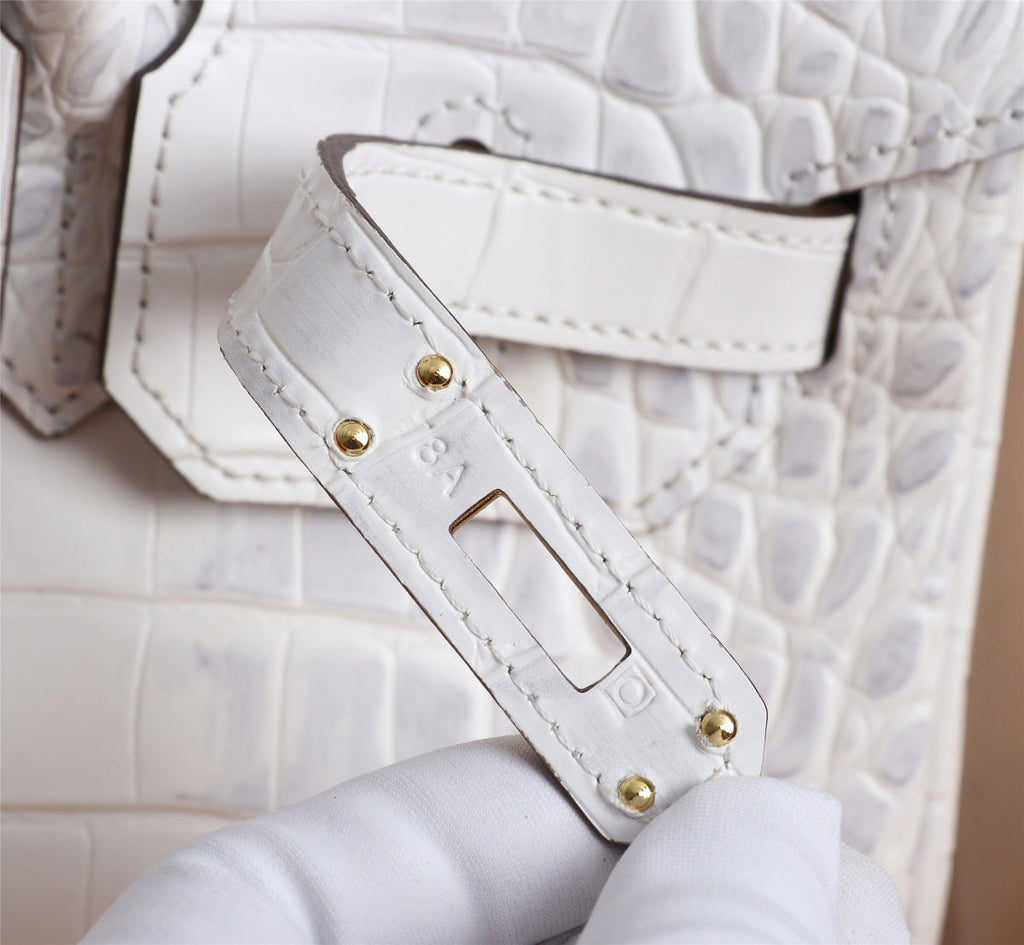 HM BIRKIN BAG 30 WHITE CROCODILE EMBOSSED CALFSKIN