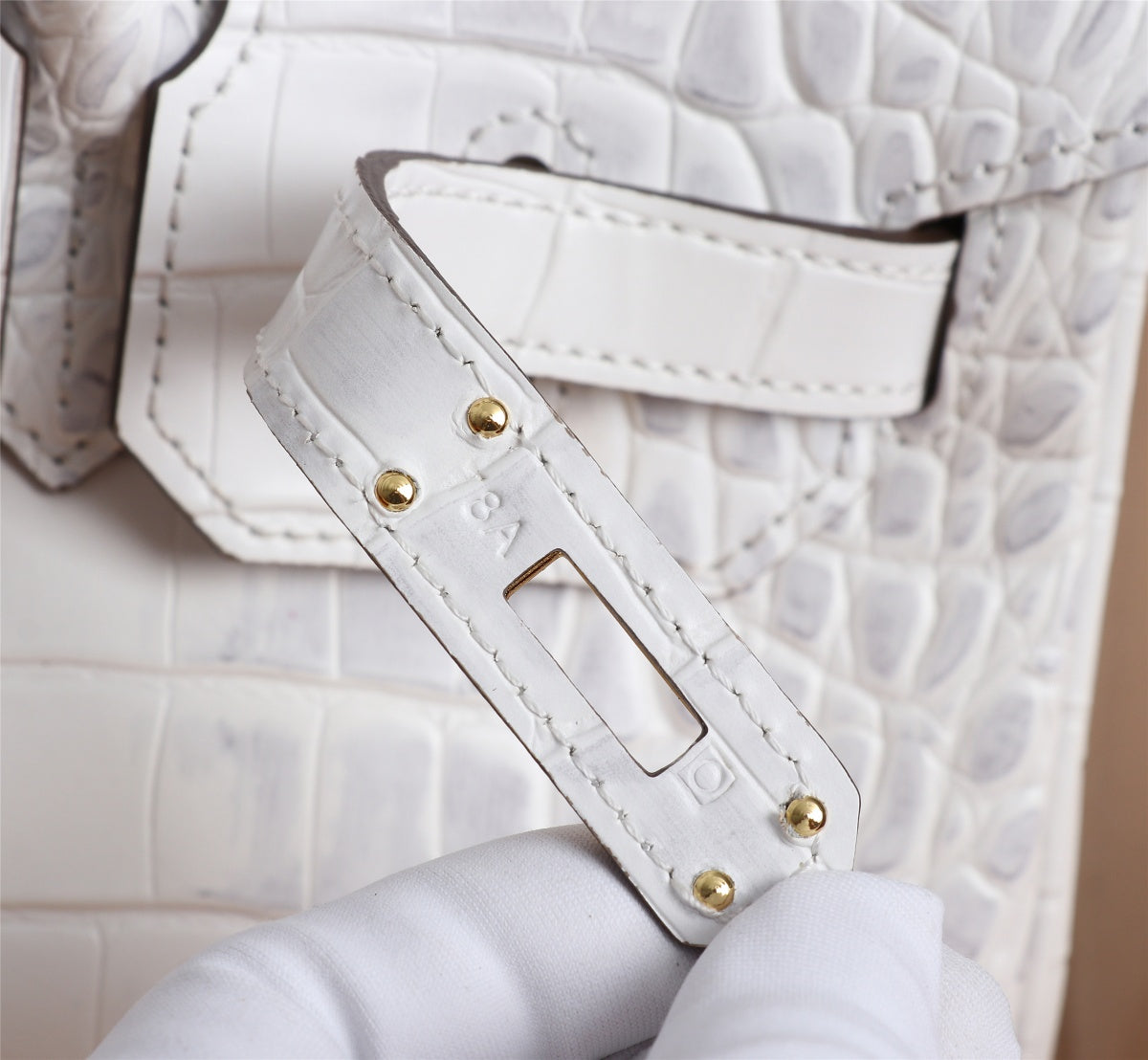 HM BIRKIN BAG 30 WHITE CROCODILE EMBOSSED CALFSKIN