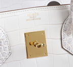 HM BIRKIN BAG 25 WHITE CROCODILE EMBOSSED CALFSKIN