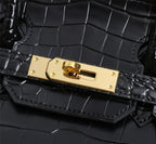 HM BIRKIN BAG 35 BLACK CROCODILE EMBOSSED COWHIDE