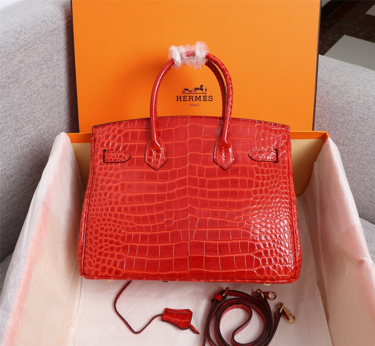 HM BIRKIN BAG 35 MOTIF CROCODILE EMBOSSED CALFSKIN