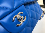 flap bag jumbo 30 blue lambskin silver hardware