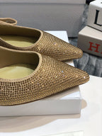 JAdior slingback flat beige full diamond crystal and seude