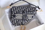 CD Oblique Saddle Bag Blue Canvas